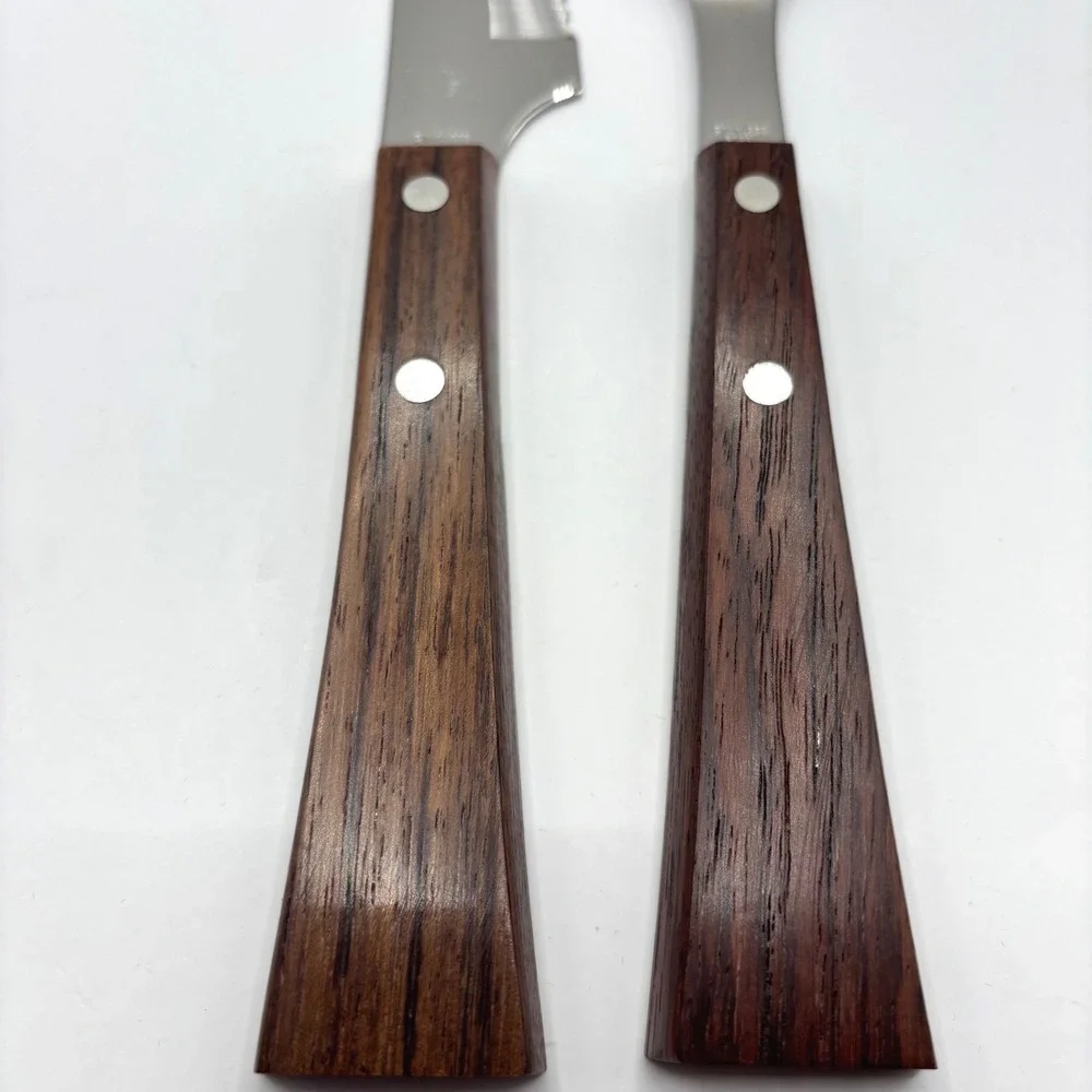 VTG Burnco Stainless Steel Japan Carving Set Rosewood Handles Knife Fork Boxed